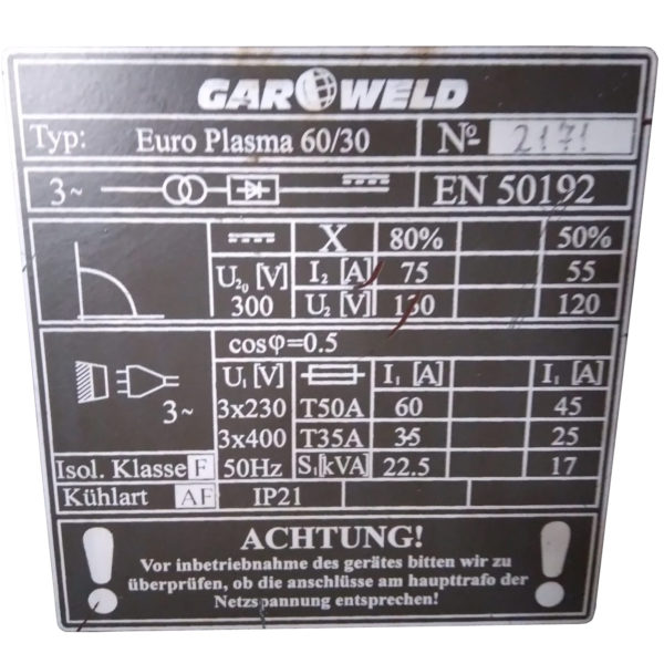 Máquina de plasma Gar Weld Euro Plasma 6030